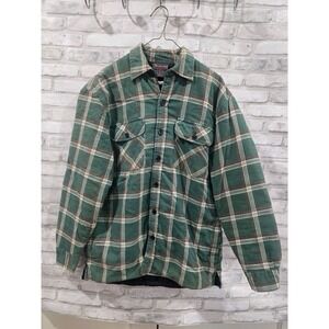 Woodland Men M Flannel Shirt Jac Jacket Quilt Lined Tartan Plaid Shacket Flaw